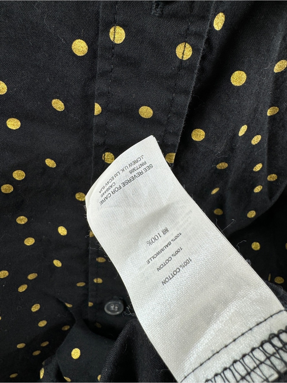 J.Crew Perfect Button Down Shirt Women's Size 2 Black Gold Polka Dot - Picture 5 of 8